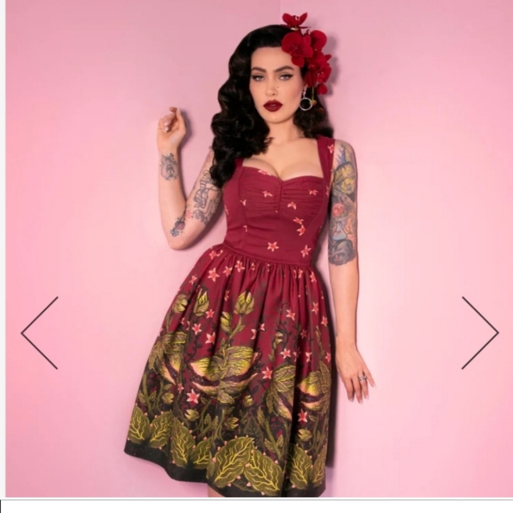 Floral Burgundy Wrap Dress - Picture 6 of 6